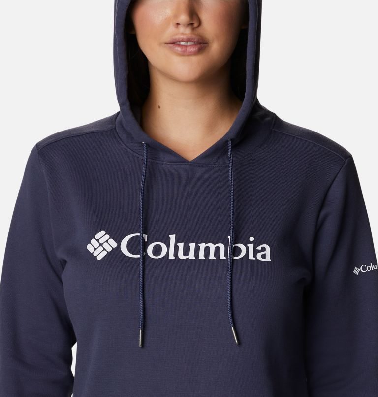 Women's Columbia Logo Hoodie Navy | CA-G8A65