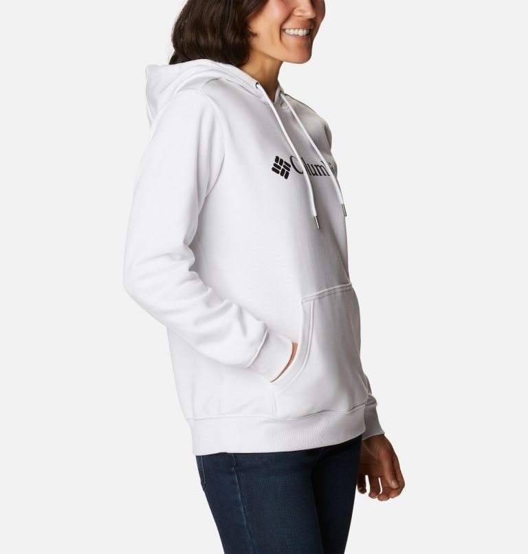 Women's Columbia Logo Hoodie White | CA-V841A