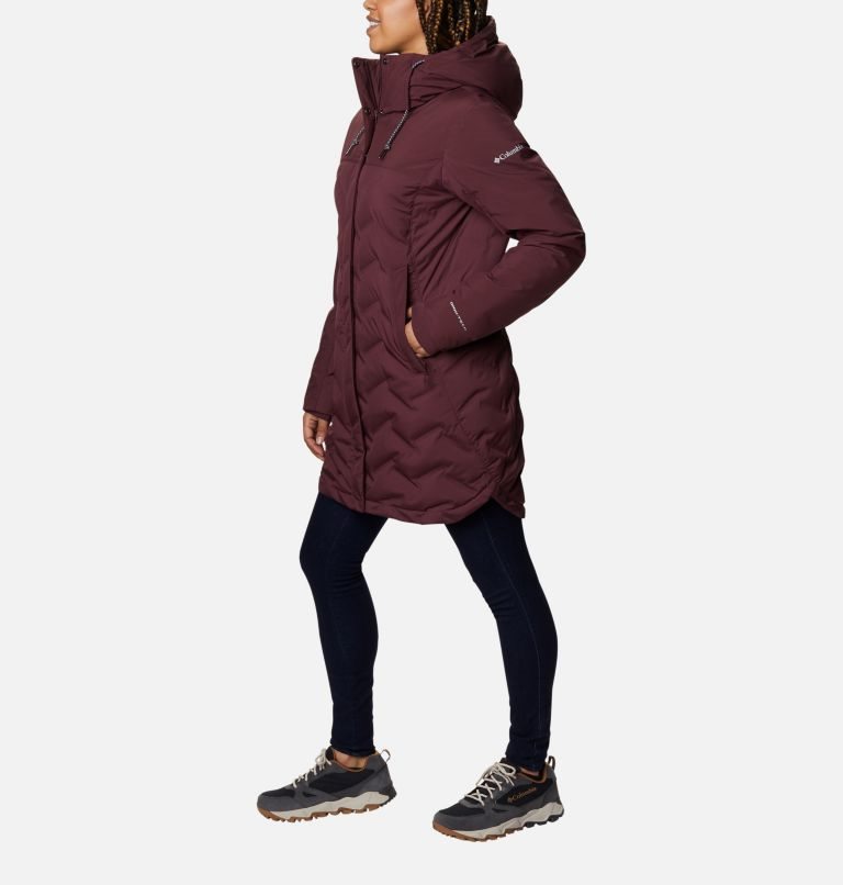 Women's Columbia Mountain Croo Long Down Jackets Burgundy | CA-J1638