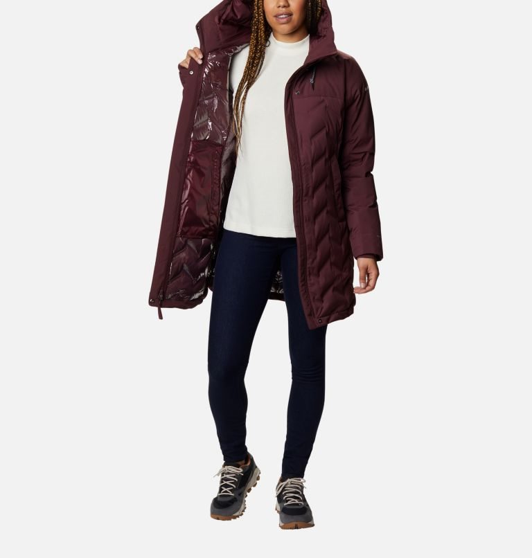 Women's Columbia Mountain Croo Long Down Jackets Burgundy | CA-J1638