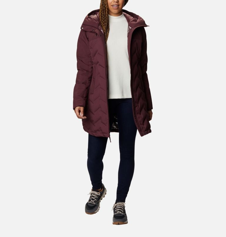 Women\'s Columbia Mountain Croo Long Down Jackets Burgundy | CA-J1638