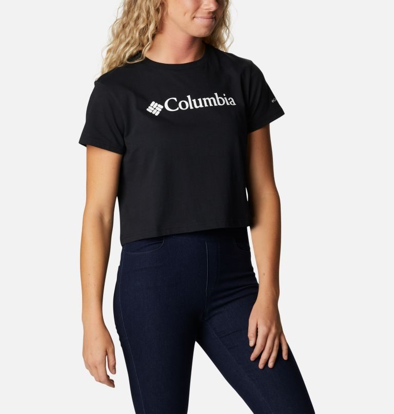 Women's Columbia North Cascades Cropped T Shirts Black | CA-G0654