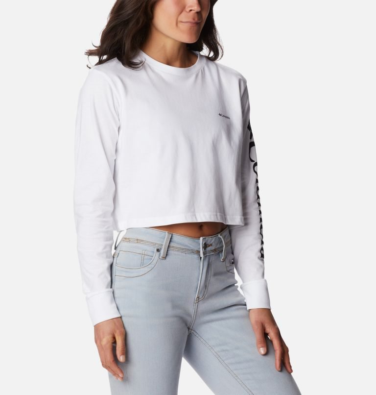 Women's Columbia North Cascades Long Sleeve Cropped Sweatshirts White | CA-KL451