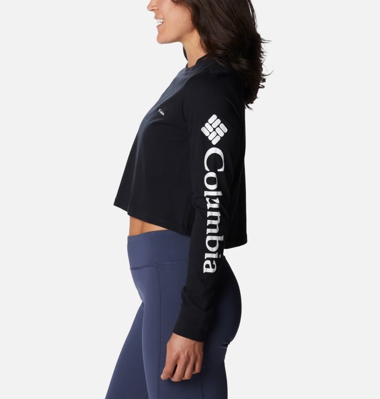 Women's Columbia North Cascades Long Sleeve Cropped Sweatshirts Black | CA-W0684
