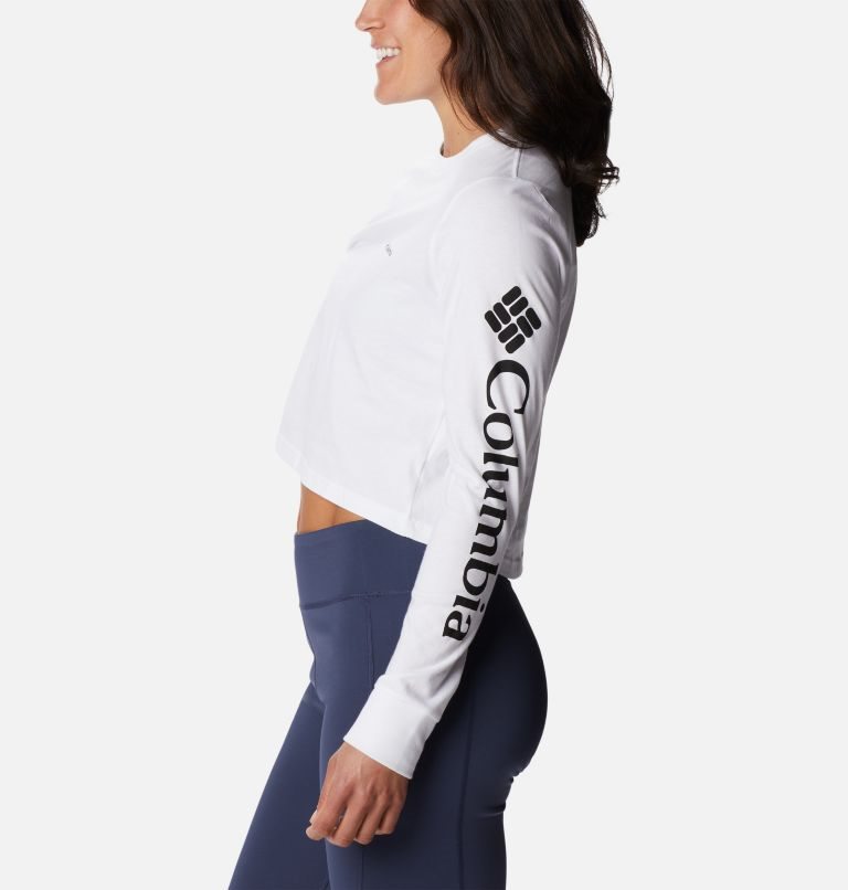 Women's Columbia North Cascades Long Sleeve Cropped Sweatshirts White | CA-Y0A54