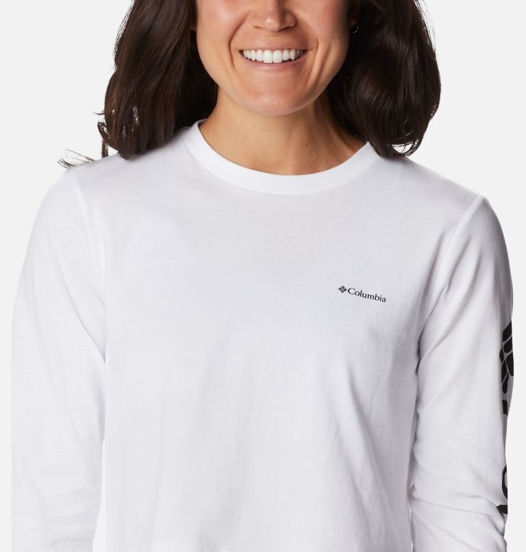 Women's Columbia North Cascades Long Sleeve Cropped Sweatshirts White | CA-Y0A54