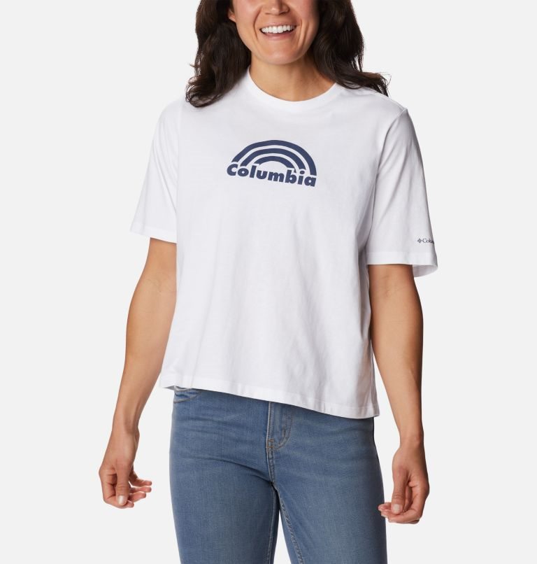 Women\'s Columbia North Cascades Relaxed T Shirts White | CA-P80CL