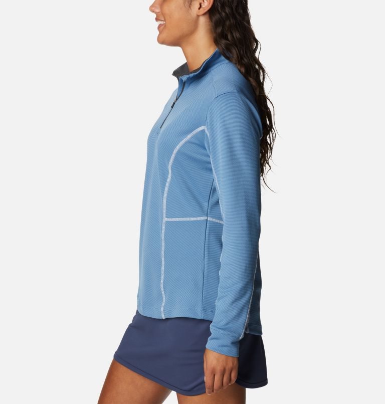 Women's Columbia Omni-Wick Shotgun Quarter-Zip Sweatshirts Blue | CA-Y5830