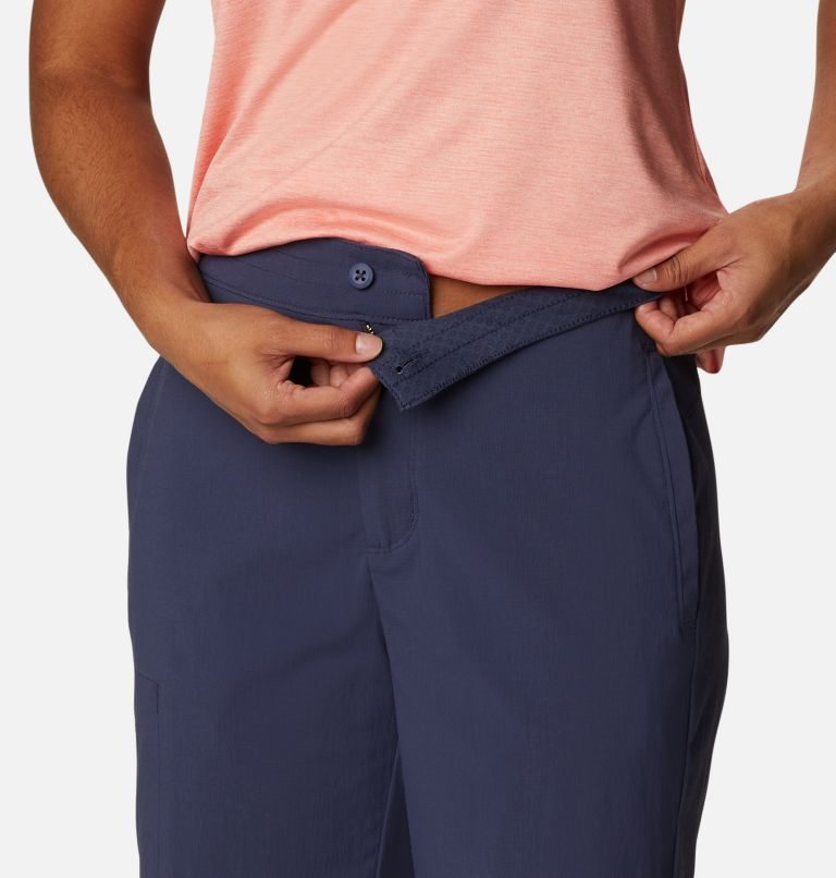 Women's Columbia On The Go Long Shorts Navy | CA-V5C83