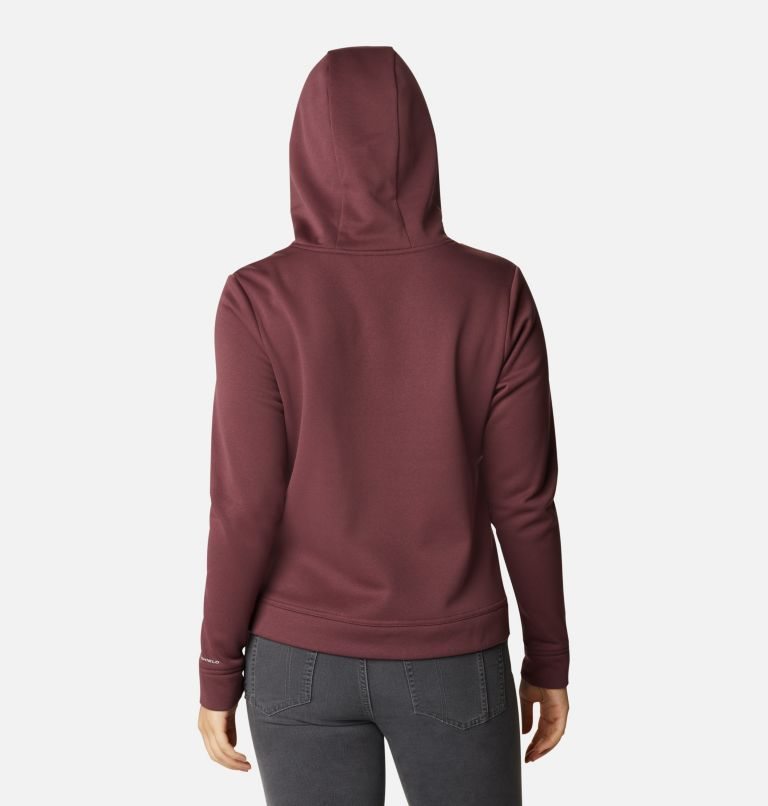 Women's Columbia Out-Shield Dry Fleece Hoodie Maroon | CA-B8601
