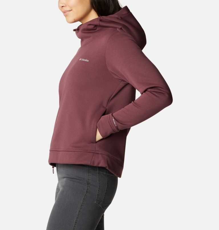 Women's Columbia Out-Shield Dry Fleece Hoodie Maroon | CA-B8601