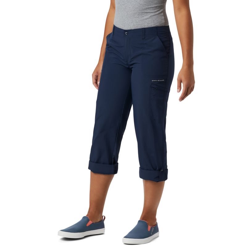 Women's Columbia PFG Aruba Roll Up Pants Navy | CA-P0C54