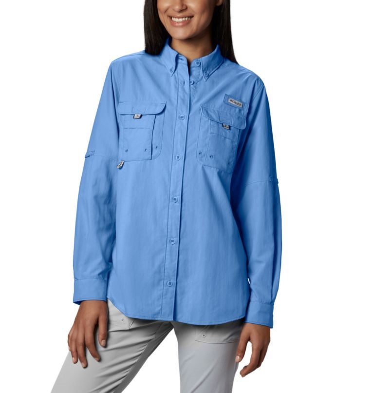 Women\'s Columbia PFG Bahama Long Sleeve Shirts Blue | CA-G5130