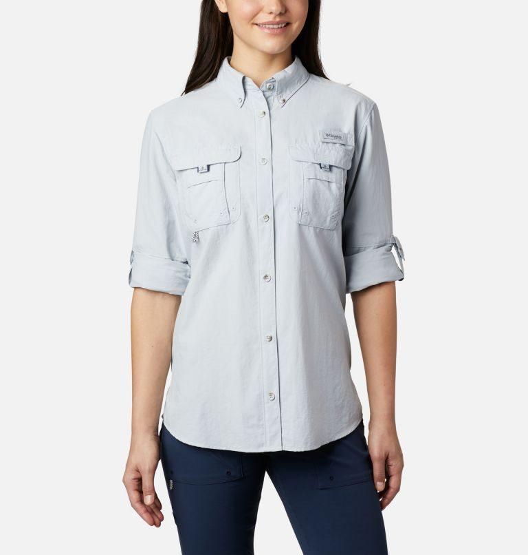 Women's Columbia PFG Bahama Long Sleeve Shirts Light Grey | CA-O40A3