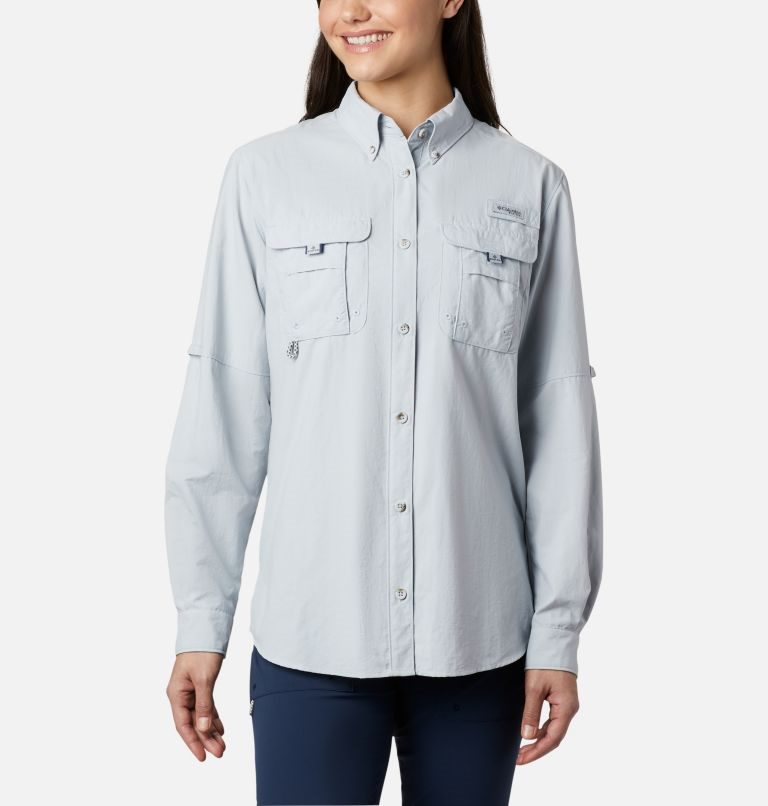 Women\'s Columbia PFG Bahama Long Sleeve Shirts Light Grey | CA-O40A3