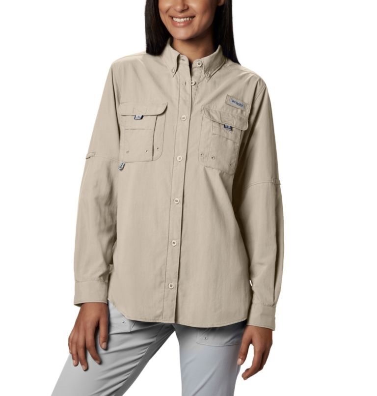 Women\'s Columbia PFG Bahama Long Sleeve Shirts Light Grey | CA-OC41A