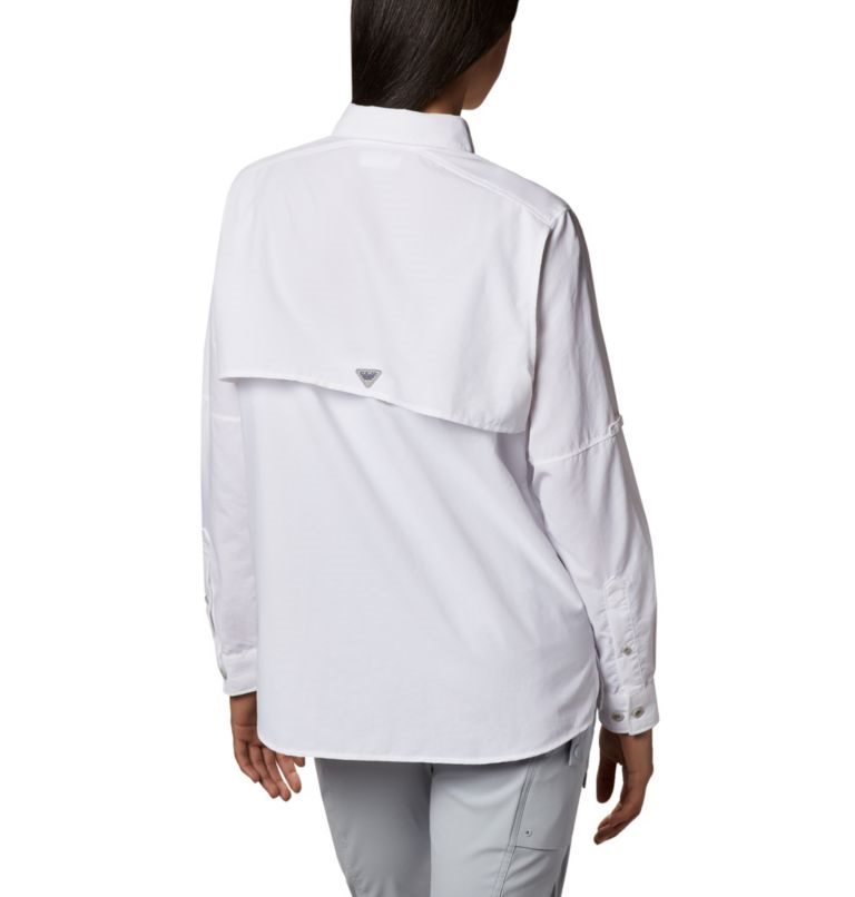 Women's Columbia PFG Bahama Long Sleeve Shirts White | CA-P401A