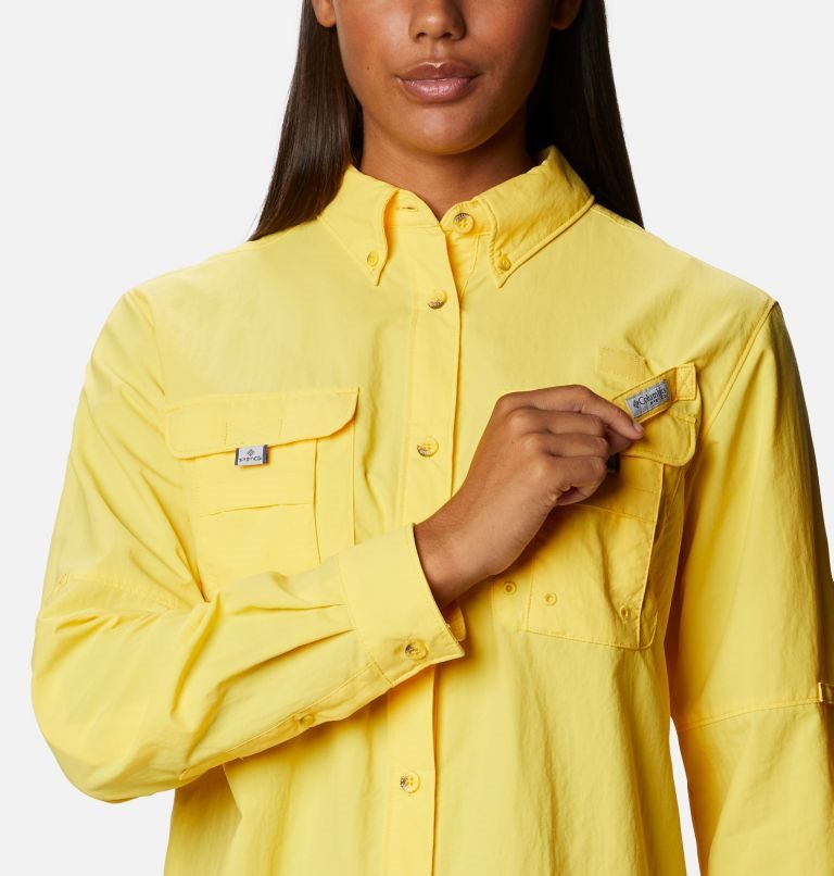 Women's Columbia PFG Bahama Long Sleeve Shirts Yellow | CA-RA658