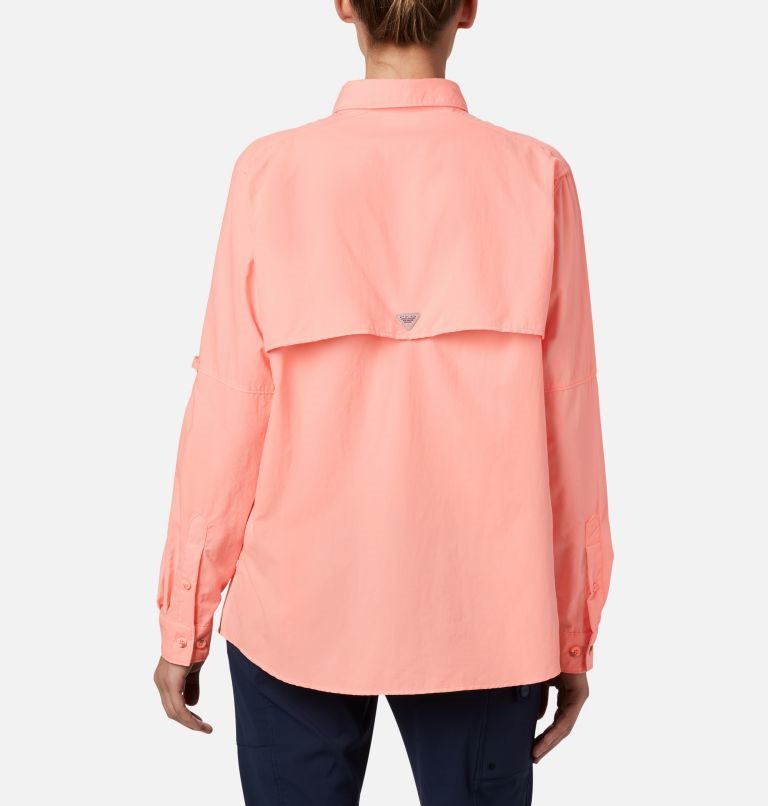Women's Columbia PFG Bahama Long Sleeve Shirts Pink | CA-T4L31