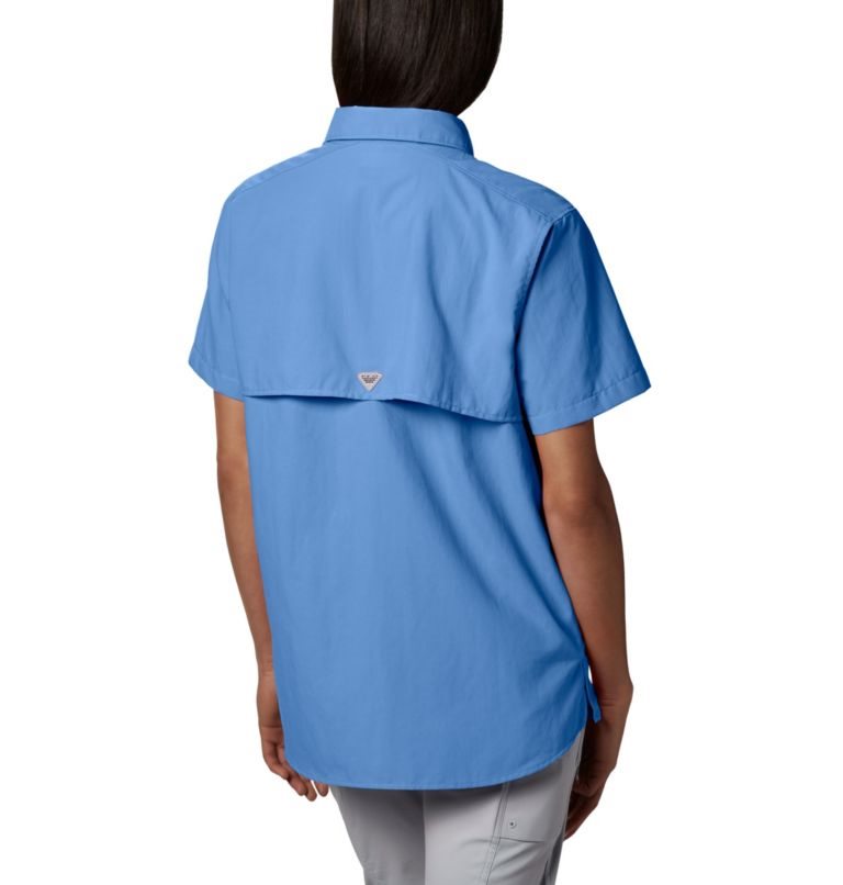 Women's Columbia PFG Bahama Short Sleeve Shirts Blue | CA-DA361