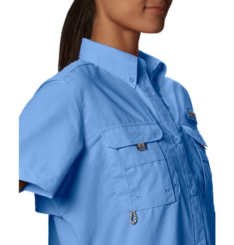 Women's Columbia PFG Bahama Short Sleeve Shirts Blue | CA-DA361