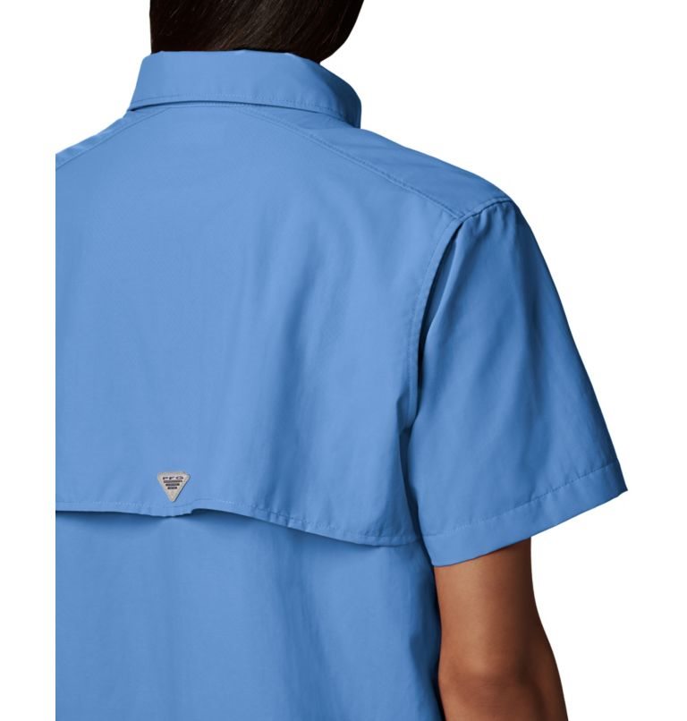 Women's Columbia PFG Bahama Short Sleeve Shirts Blue | CA-DA361