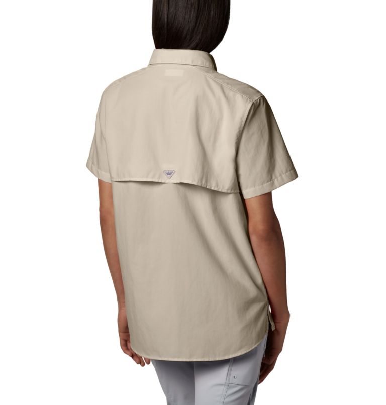 Women's Columbia PFG Bahama Short Sleeve Shirts Khaki | CA-I4L86