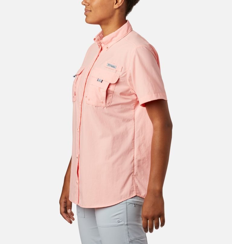 Women's Columbia PFG Bahama Short Sleeve Shirts Pink | CA-IC681