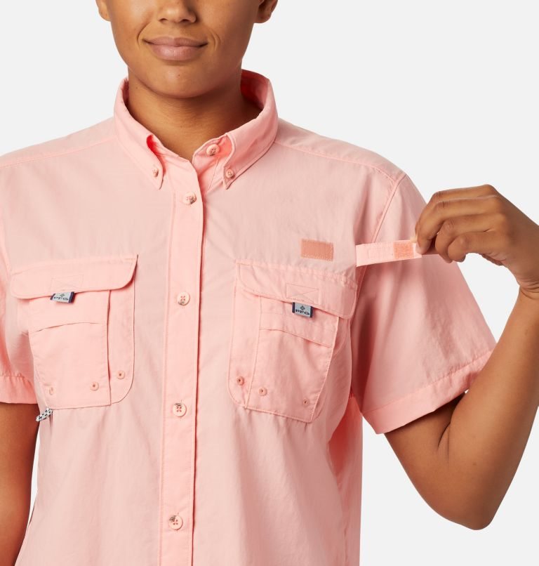 Women's Columbia PFG Bahama Short Sleeve Shirts Pink | CA-IC681