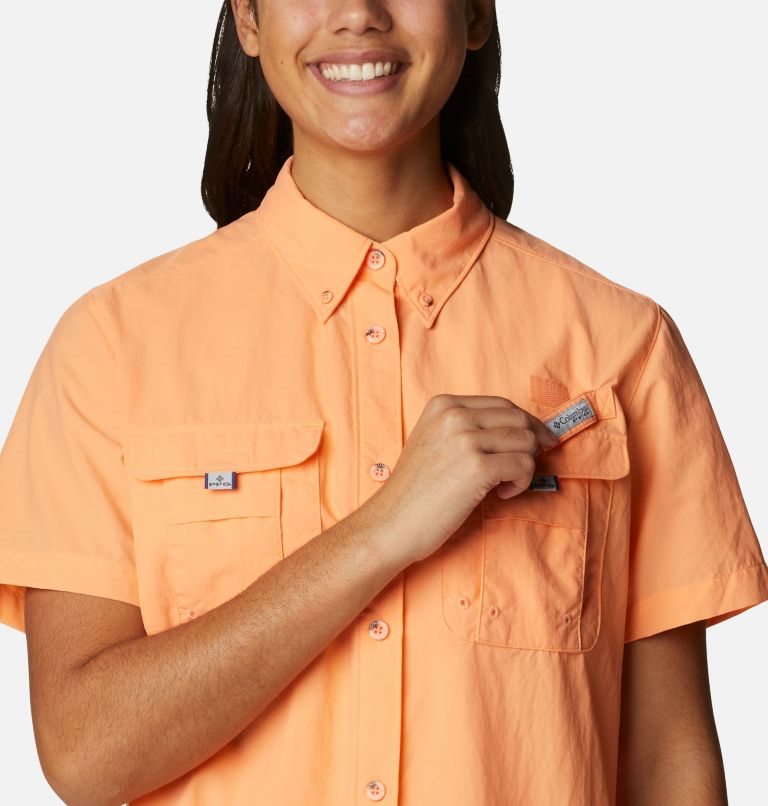 Women's Columbia PFG Bahama Short Sleeve Shirts Orange | CA-K5481