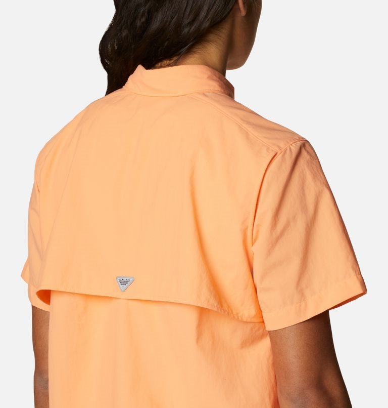 Women's Columbia PFG Bahama Short Sleeve Shirts Orange | CA-K5481