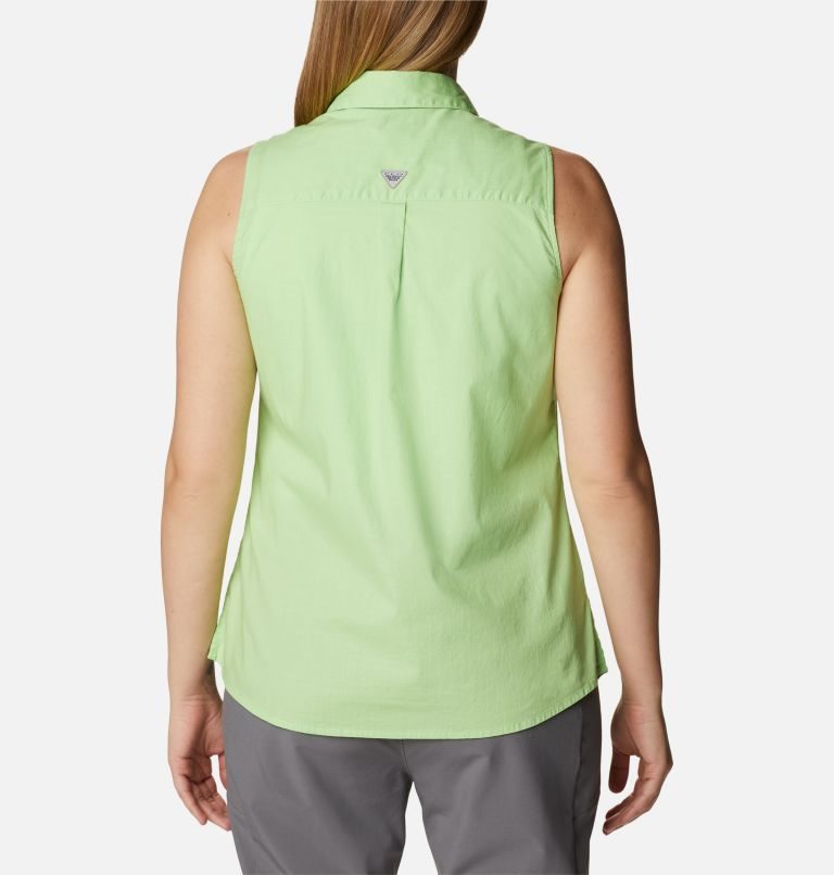 Women's Columbia PFG Bonehead Stretch Sleeveless Shirts Green | CA-JC164