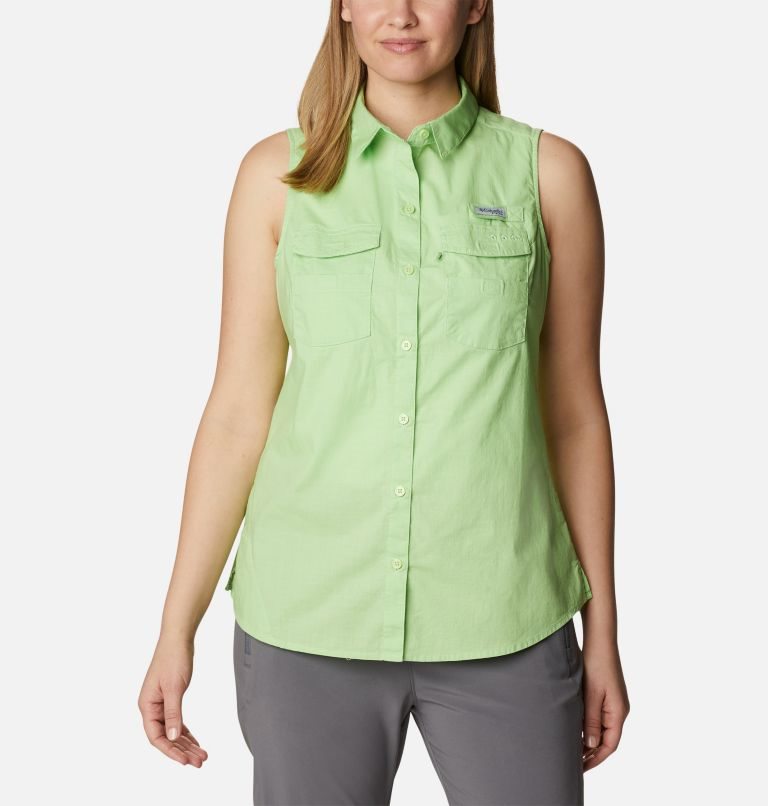 Women\'s Columbia PFG Bonehead Stretch Sleeveless Shirts Green | CA-JC164