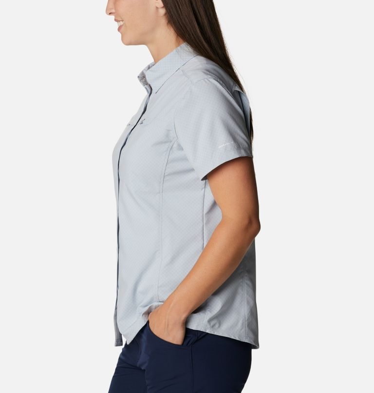 Women's Columbia PFG Cool Release Woven Short Sleeve Shirts Light Grey | CA-KA08C
