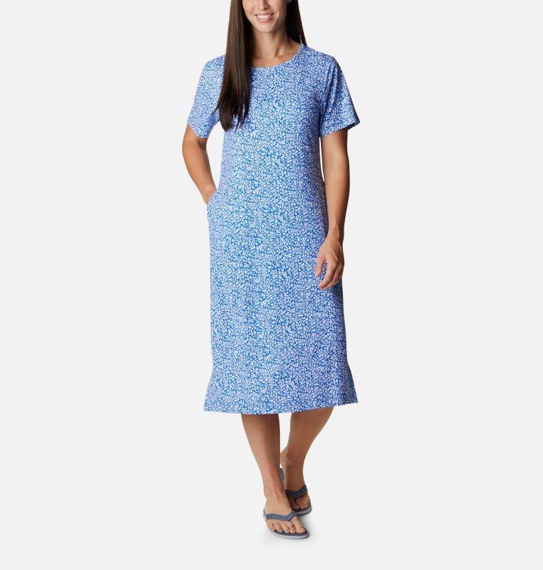 Women\'s Columbia PFG Freezer Mid Dress Blue | CA-J86A4
