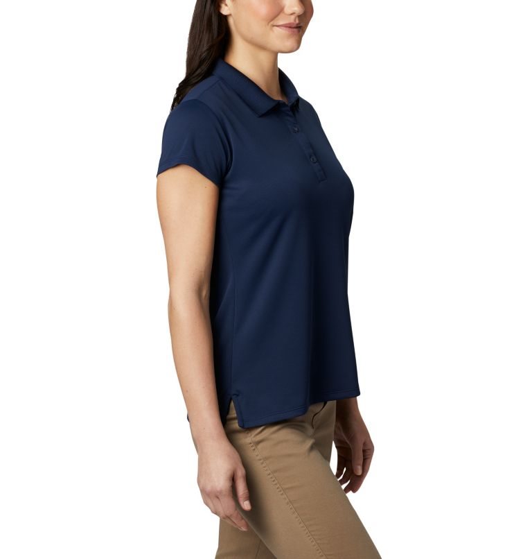Women's Columbia PFG Innisfree Short Sleeve Polo Shirts Navy | CA-C6C35