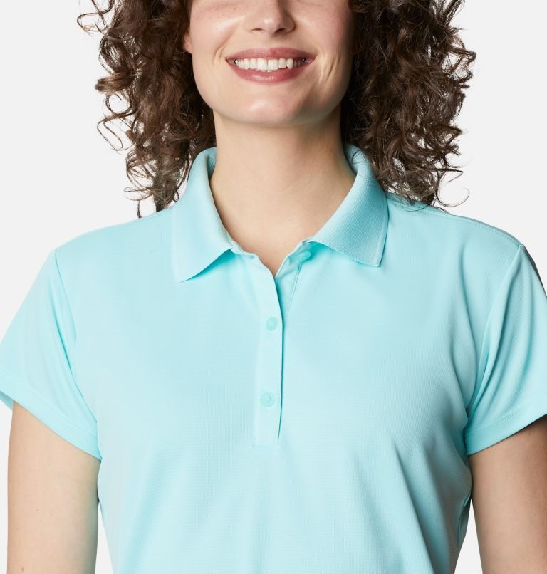 Women's Columbia PFG Innisfree Short Sleeve Polo Shirts Turquoise | CA-CA1L8