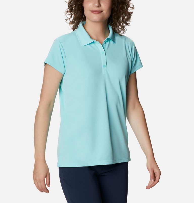 Women's Columbia PFG Innisfree Short Sleeve Polo Shirts Turquoise | CA-CA1L8