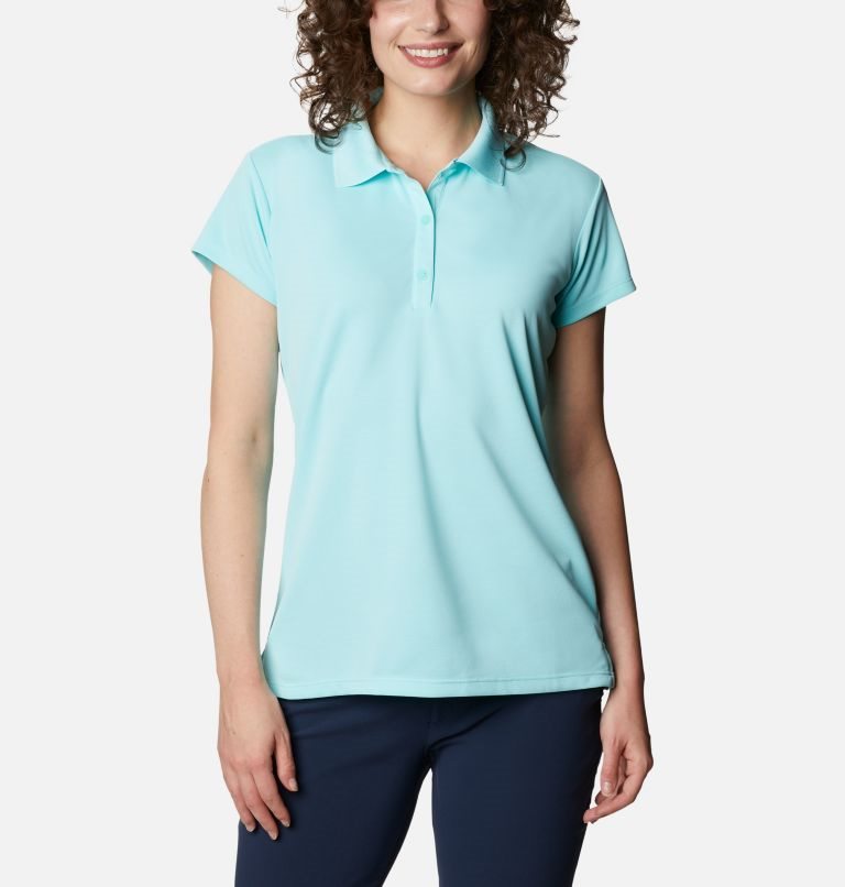 Women\'s Columbia PFG Innisfree Short Sleeve Polo Shirts Turquoise | CA-CA1L8