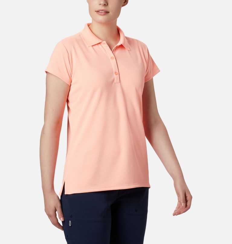 Women's Columbia PFG Innisfree Short Sleeve Polo Shirts Pink | CA-H318C