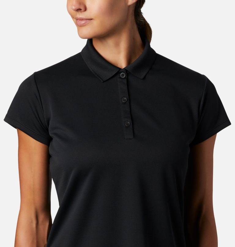 Women's Columbia PFG Innisfree Short Sleeve Polo Shirts Black | CA-N0356