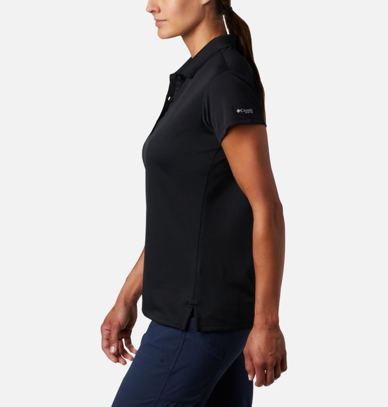 Women's Columbia PFG Innisfree Short Sleeve Polo Shirts Black | CA-N0356