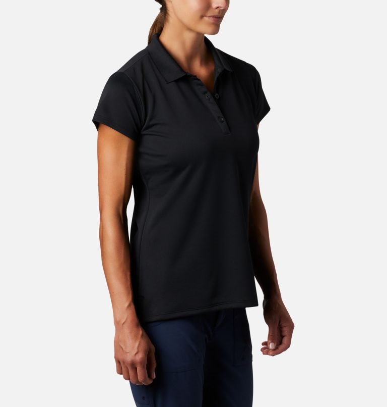 Women's Columbia PFG Innisfree Short Sleeve Polo Shirts Black | CA-N0356