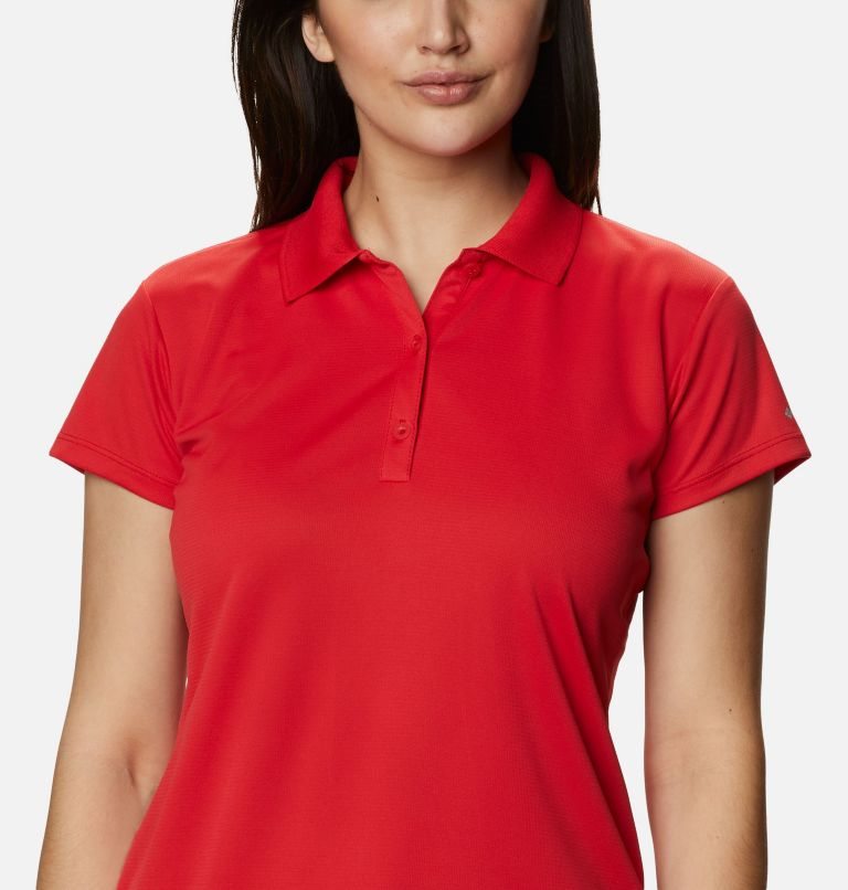 Women's Columbia PFG Innisfree Short Sleeve Polo Shirts Red | CA-O34C5