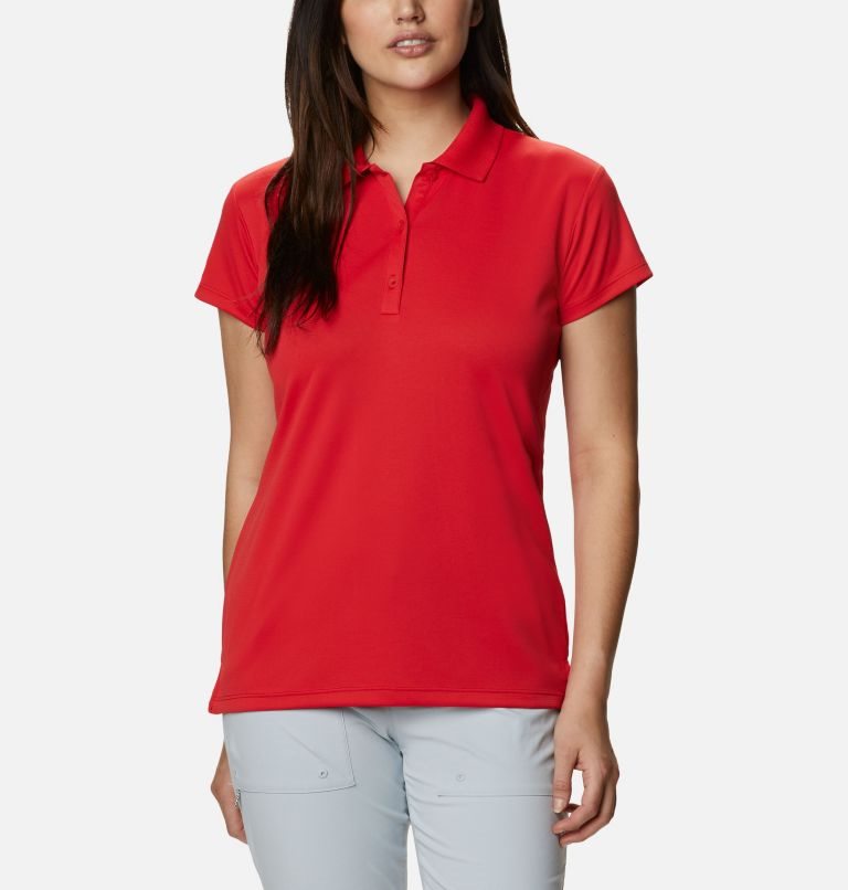Women\'s Columbia PFG Innisfree Short Sleeve Polo Shirts Red | CA-O34C5