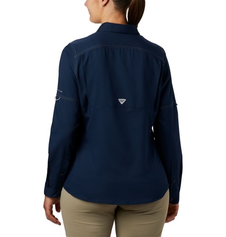 Women's Columbia PFG Lo Drag Long Sleeve Shirts Navy | CA-LC4L8