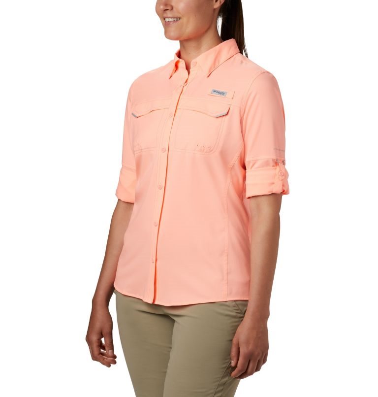 Women's Columbia PFG Lo Drag Long Sleeve Shirts Pink | CA-SL653