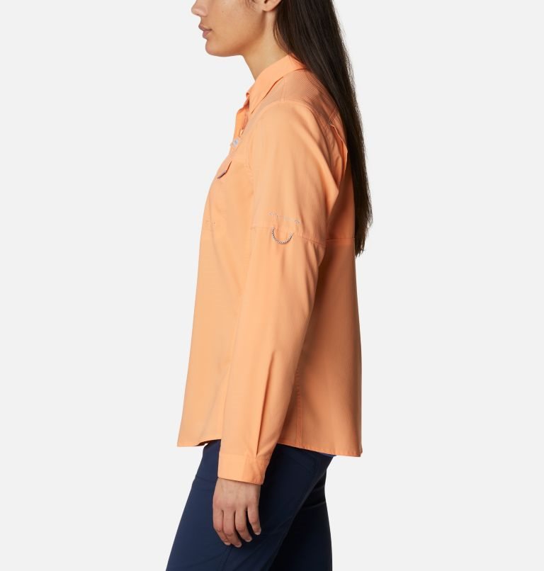 Women's Columbia PFG Lo Drag Long Sleeve Shirts Orange | CA-X5LC6