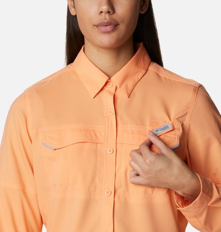 Women's Columbia PFG Lo Drag Long Sleeve Shirts Orange | CA-X5LC6