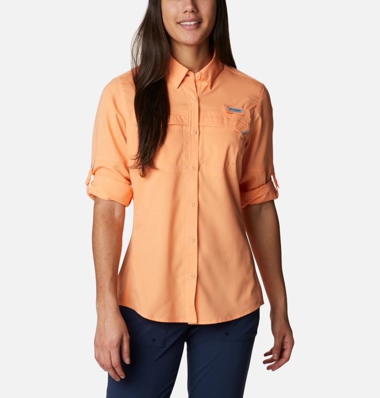 Women's Columbia PFG Lo Drag Long Sleeve Shirts Orange | CA-X5LC6